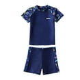 thumbnail image 1 of Boys Rashguard Shirt 2 Piece Swim Set Short Sleeve Swim Shirt Boy Swim Trunks Rash Guard Bathing Suits Size 6-7 Y, 1 of 5