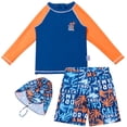 thumbnail image 1 of Boys Rashguard Swim 2 Piece Long Sleeve Rash Guard Swimwear UPF 50+ Sun Separates Swimming Surfing Size 3-4 Y, 1 of 9