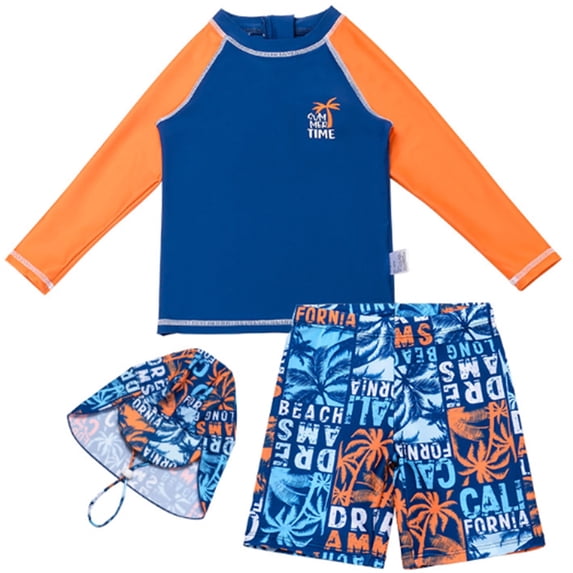 Boys Rashguard Swim 2 Piece Long Sleeve Rash Guard Swimwear UPF 50+ Sun Separates Swimming Surfing Size 3-4 Y