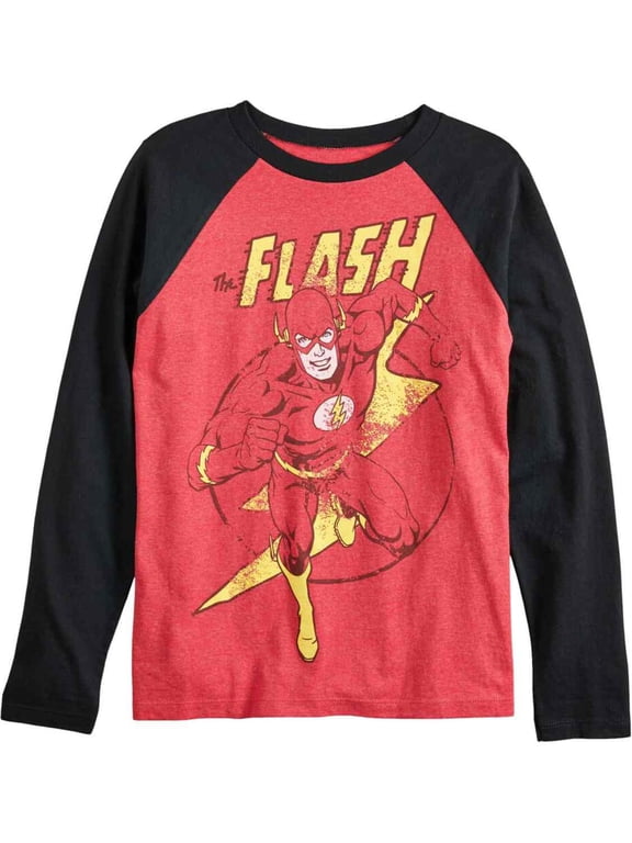 Boys Red Distressed Flash Long Sleeve T-Shirt Tee Shirt Medium