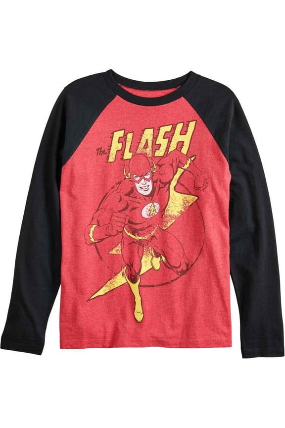 Boys Red Distressed Flash Long Sleeve T-Shirt Tee Shirt Medium