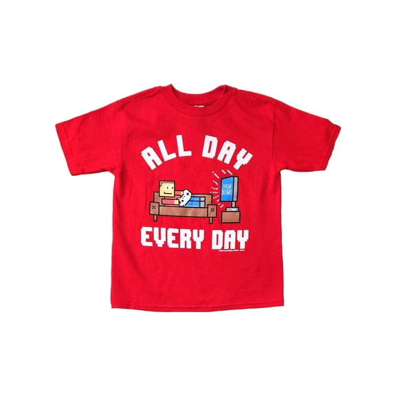 Boys Red Gamer Tee Short Sleeve All Day Every Day High Score T-Shirt Size XXS 4