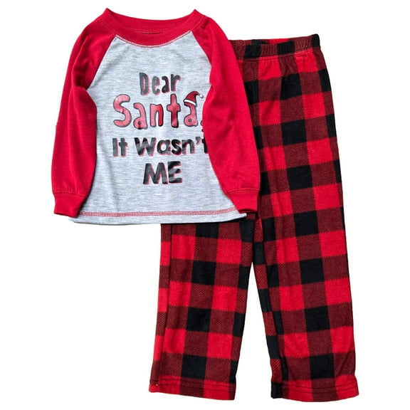 Boys Red & Gray Santa Christmas 2 Piece Pajama Sleep Set Size Small 6-6X