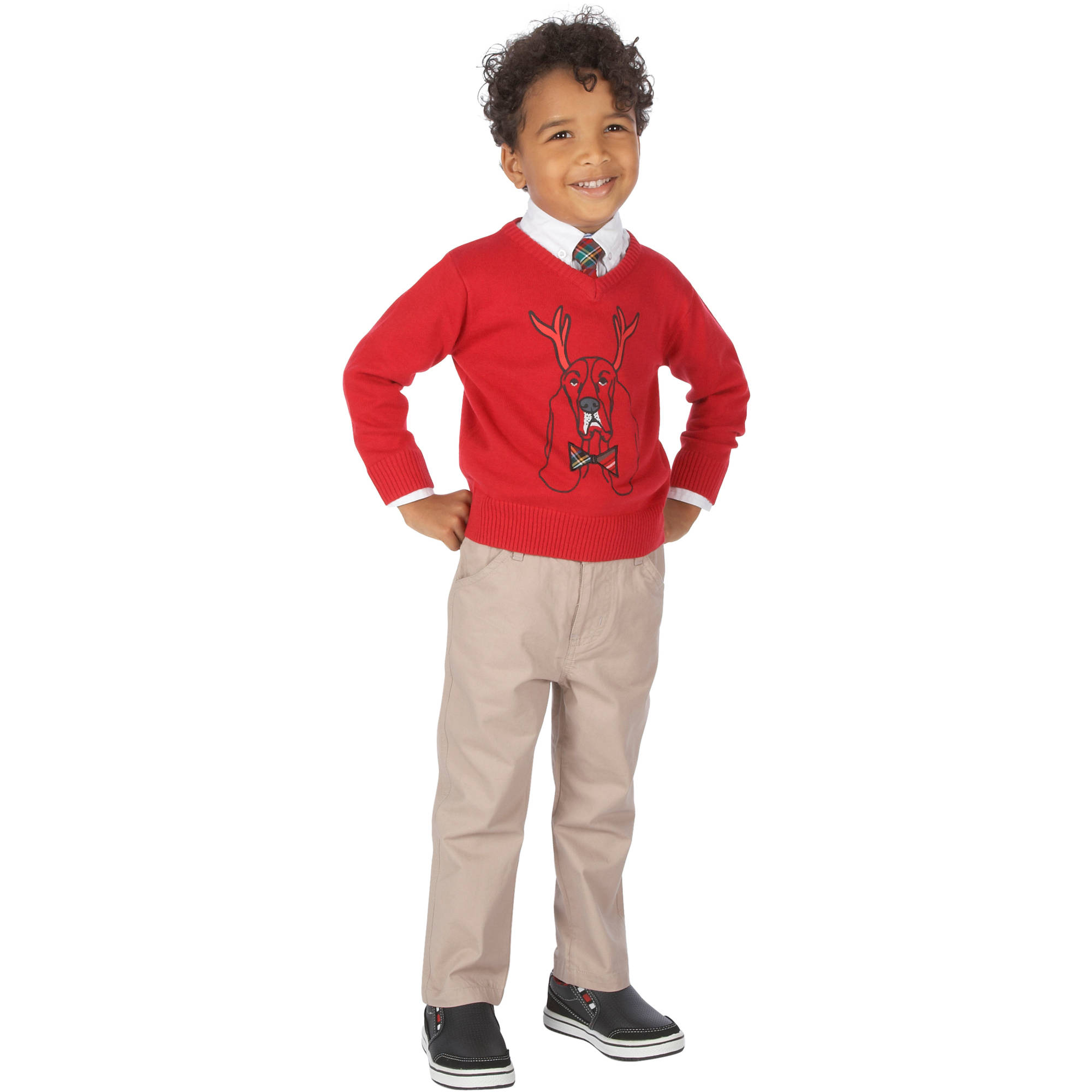 Boys Red Reindeer Dog Sweater - image 1 of 2