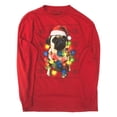 thumbnail image 1 of Boys Red Santa Hat Pug Puppy Dog Long Sleeve Christmas Shirt Medium, 1 of 1