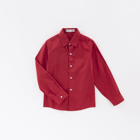 Boys' Red Shirt Colorful Button Up with Stand Up Collar Suit Style Dress Lining
