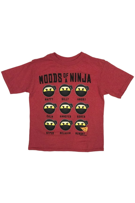 Boys Red Short Sleeve Moods Of A Ninja Tee Shirt T-Shirt Large (14-16)