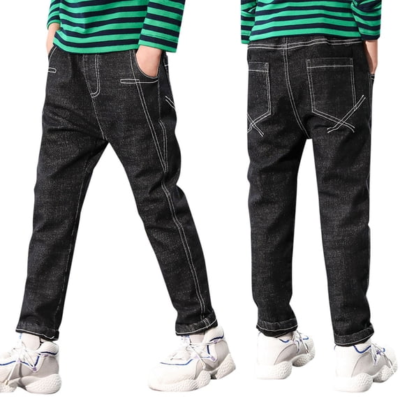 Boys Regular Straight Fit Jeans Casual Denim Pants with Stretch Comfort for Active Kids Durable Soft Fabric