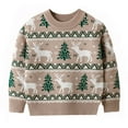 thumbnail image 1 of Boys Reindeer Knitted Sweater Warm Winter Pullover For Kids Cozy Autumn Casual Wear Beige 6-7 Years, 1 of 8