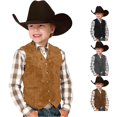 thumbnail image 1 of Boys Retro Cowboy Vest V Neck Western Waistcoat Costume for Kids Dress Up, 1 of 9