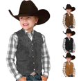 thumbnail image 1 of Boys Retro Cowboy Vest V Neck Western Waistcoat Costume for Kids Dress Up, 1 of 9