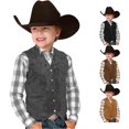 thumbnail image 1 of Boys Retro Cowboy Vest V Neck Western Waistcoat Costume for Kids Dress Up, 1 of 9