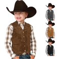 thumbnail image 1 of Boys Retro Cowboy Vest V Neck Western Waistcoat Costume for Kids Dress Up, 1 of 9