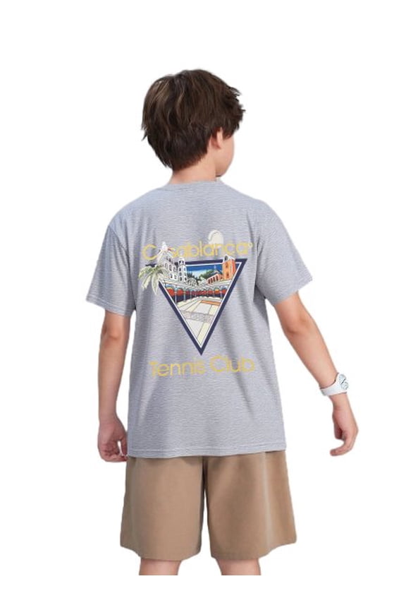 Boys' Retro Triangle Scenic Print Graphic Short Sleeve Crew Neck T-Shirt Summer Casual Tee Sizes 8-12