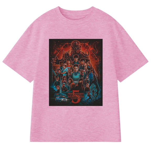 Boys Retro Video Game Demogorgon Graphic Short Sleeve T-Shirt, Cool Casual Tee for Youth, Comfortable Top for Daily Wear, Soft Fabric for All-Day Use, Trendy Design