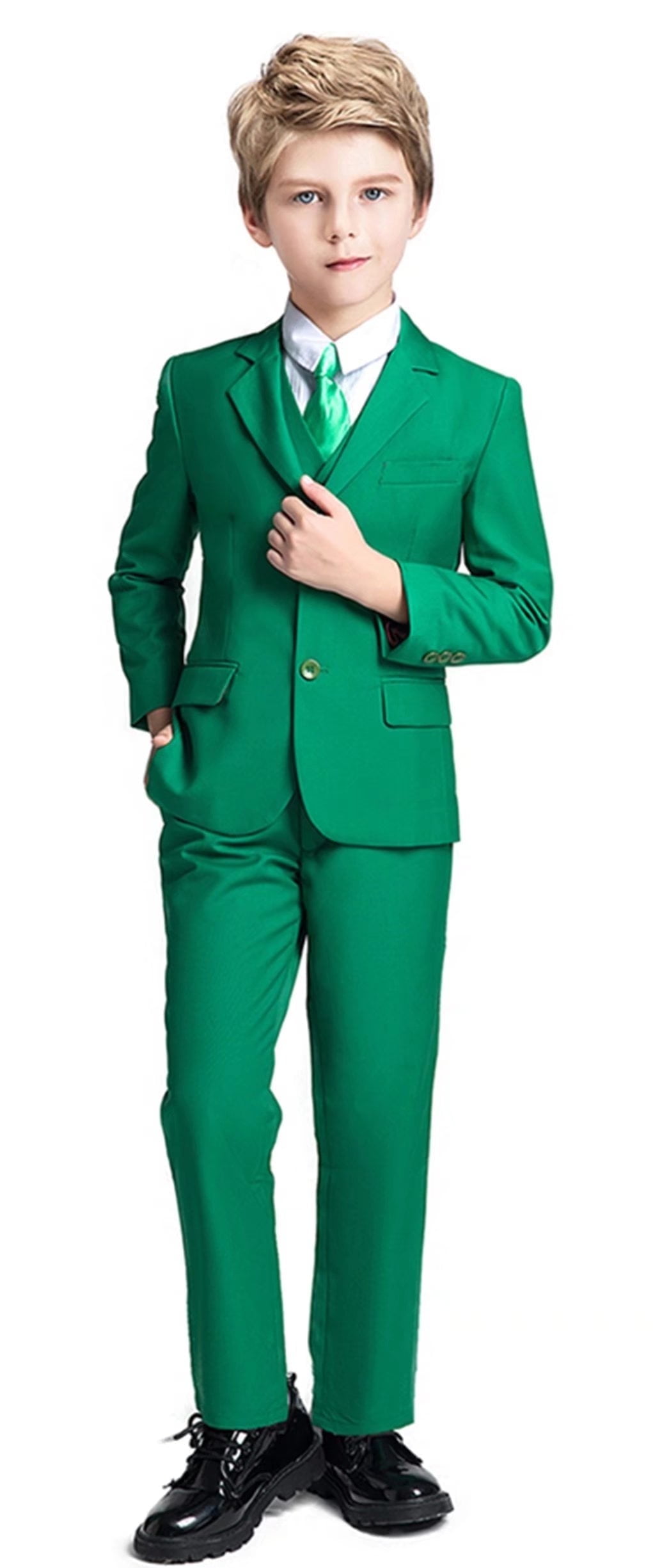 Boys' 3-Piece Slim Fit Formal Suit Set - Jacket, Pants, & Bow Tie For Weddings, Parties, & Special Events
