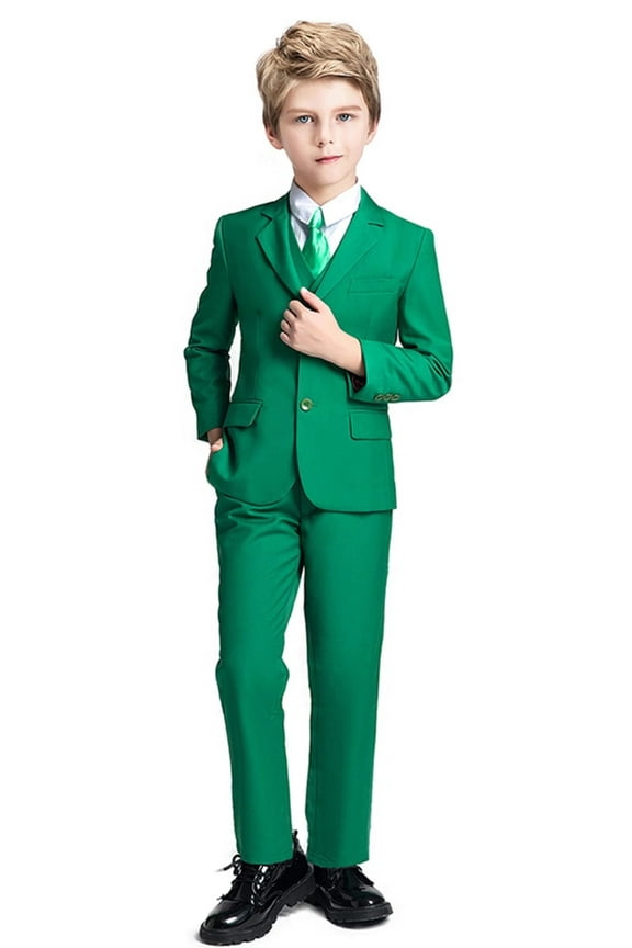 Boys Ring Bearer Suits Boy's Tuxedo Suits Wedding Outfit Suit Kids Suit Set Formal Dress Clothes Dresswear Green for Boys Size 14