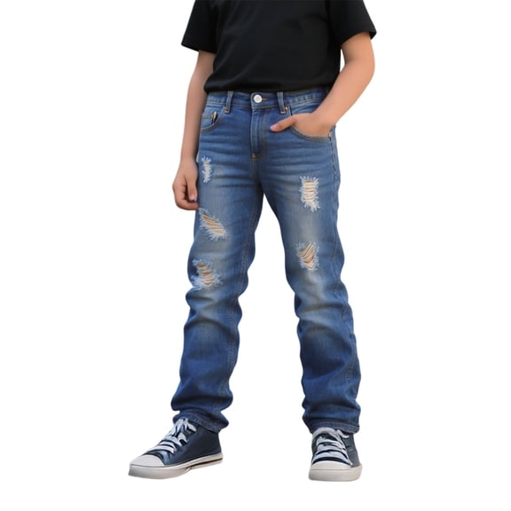 Boys Ripped Denim Jeans Boy's Skinny Fit Stretch Blue Jeans Boys Back to School Clothes Kids 5-6 Years Pants Boys