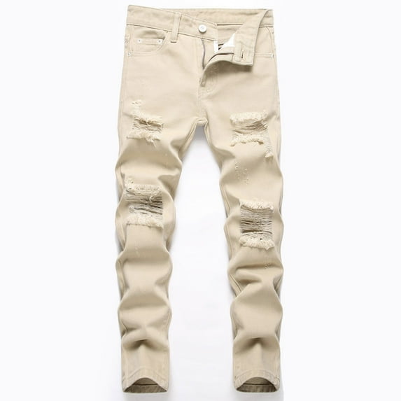 Boys Ripped Denim Jeans Boy's Skinny Fit Stretch Jean Back to School Clothes for Boys Teen Boy Pants Size 14-16 Years