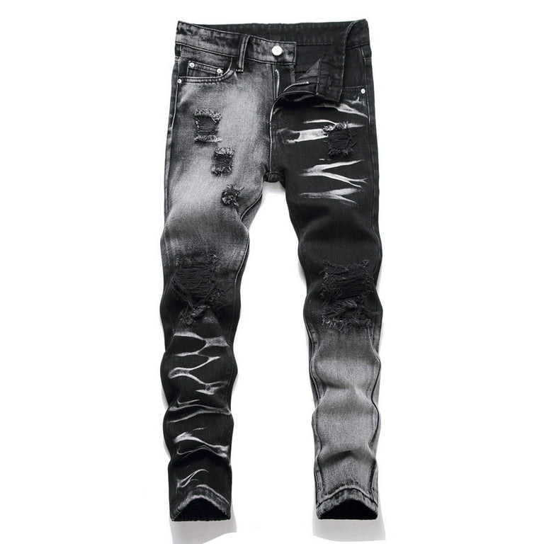 Boys Ripped Denim Jeans Boy's Skinny Fit Stretch Jeans for Boys