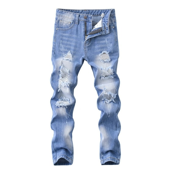 Ripped Jeans for Boys Boy's Skinny Fit Blue Pants for Kids Boys Back to School Clothes Kids Fashion Pants 5-6 Years