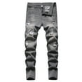 thumbnail image 1 of Boys Ripped Jeans Distressed Skinny Fit Comfortable Stretch Denim Pants for Casual School Outdoor Everyday Wear, 1 of 4