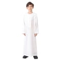 thumbnail image 1 of QWIED Boys Robe Kids Arabic Thobe Long Sleeve Crew Neck Solid Color Teenage Carnival Party Gown Embroidered Robes Size 11-12, 1 of 9