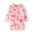 thumbnail image 1 of Boys Robes Children's Long Sleeved Flannel Hooded Robe with Pockets Warm Pajamas Homewear Bathrobe Toddler Robes Pink 5 Years-6 Years, 1 of 4