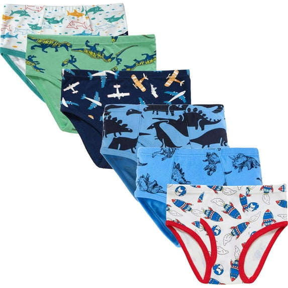 Boys Rocket Underwear Children Dinosaur Panties Little Kids Shark Briefs Toddler Cotton Breathable Comfort Airplane 6 Pack Underpants Size 4T