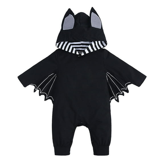 Boys Romper Jumpsuit for Halloween Outfit Baby Playsuit Adorable Bat Hoodie Design 18-24 Months Black