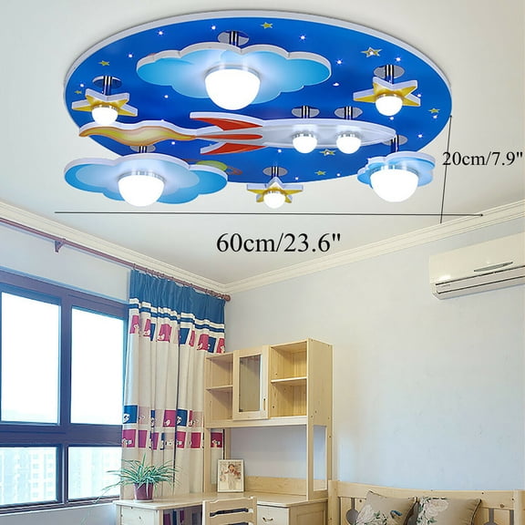Boys Room Chandelier Airplane Modern LED Flush Mount World Globe Cartoon Light