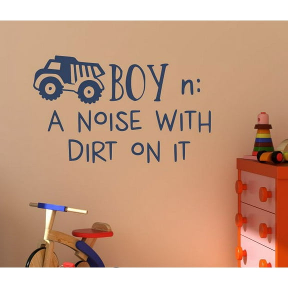 Boys Room Wall Decor Sticker Noun Noise with Dirt Vinyl Lettering Decals 23x14-Inch Deep Blue