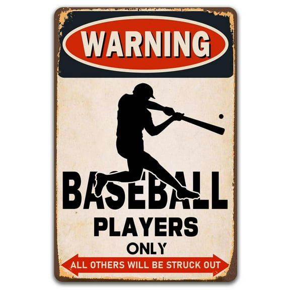 Boys Room Wall Decor Warning Baseball Players Only Sign Funny Baseball Gifts For Boys Size: 12 x 16 inch