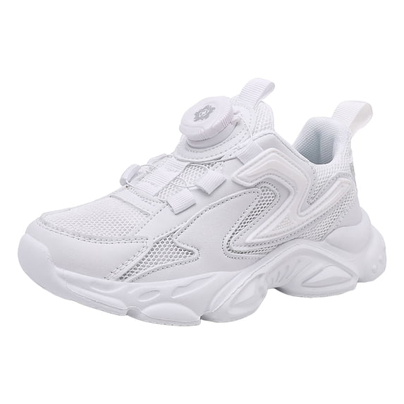 Boys Running Shoes Slip On Kids Sneakers Mesh Tennis Shoes Lightweight Breathable for Athletic Gym School Sport,White