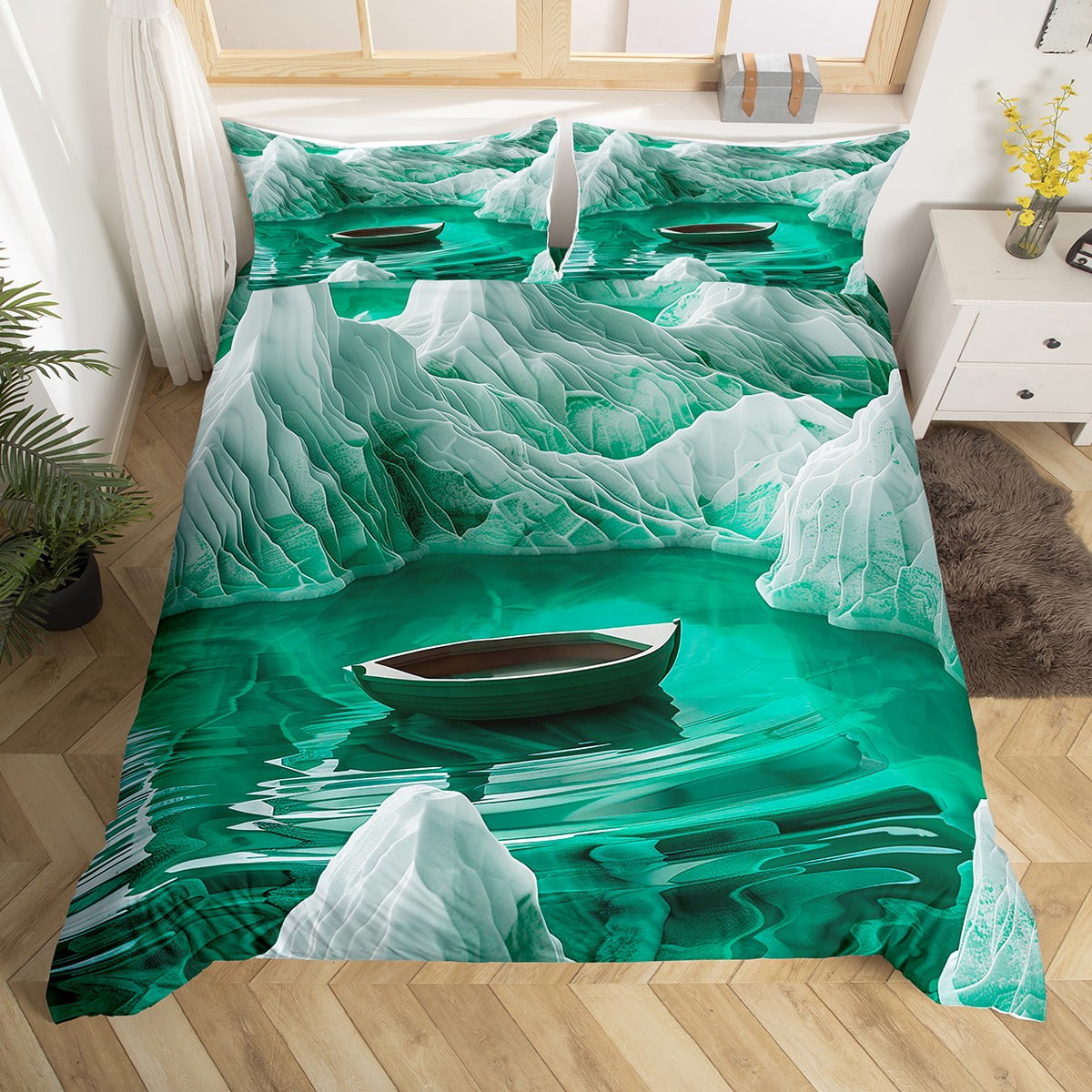 Sailboat Comforter Cover Queen Ocean Theme Bedding Set Abstract ...