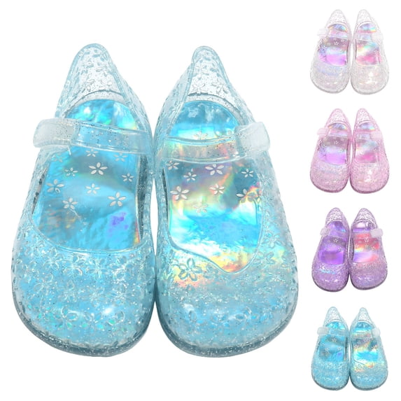 Boys Sandals Jelly Mary Jane Sandals Pvc Transparent Glitter Dance Cosplay Girls Slippers Purple 2.5-3 Years