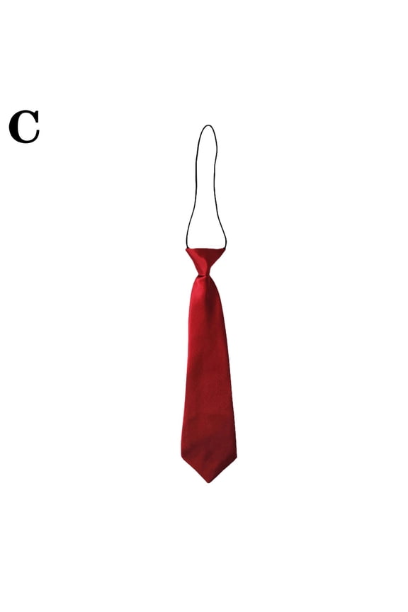 Boys Satin Elastic Neck Tie For Wedding Prom christening Ties Kids Children new V3H4