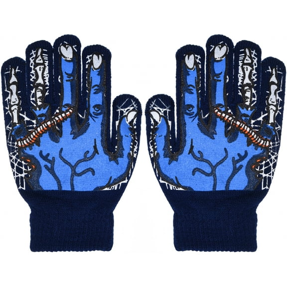 Boys Scary Skeleton & Monster Knit Glove Sets in 12 Creepy Styles and Colors