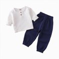 thumbnail image 1 of Boys School Clothes Fall Winter Solid Color Long Sleeve Elastic Waist 3M 6M 12M 18M 24M 2T 3T Everyday Outfit Set 2 PC, 1 of 3