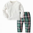thumbnail image 1 of Boys School Clothes Infant Girl Fall Winter Round Neck Long Sleeve Elastic Waist 6M 12M 18M 2T 3T Everyday Outfit Set 2 Piece, 1 of 9