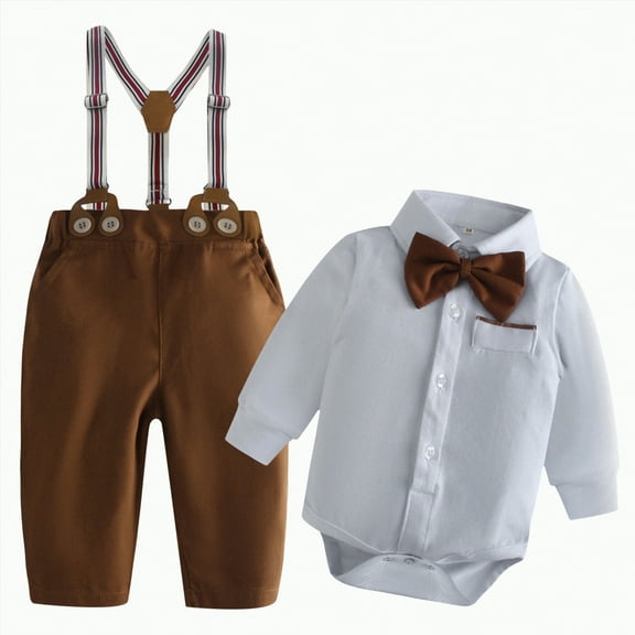 Boys School Clothes Little Fall Winter Button Front Long Sleeve Pocket 1T 2T 3T 4T 5T 6T Everyday Outfit Set 2 Pcs Boys Gentleman Vest Set Boys Weekend Birthday Suit Boys Suit