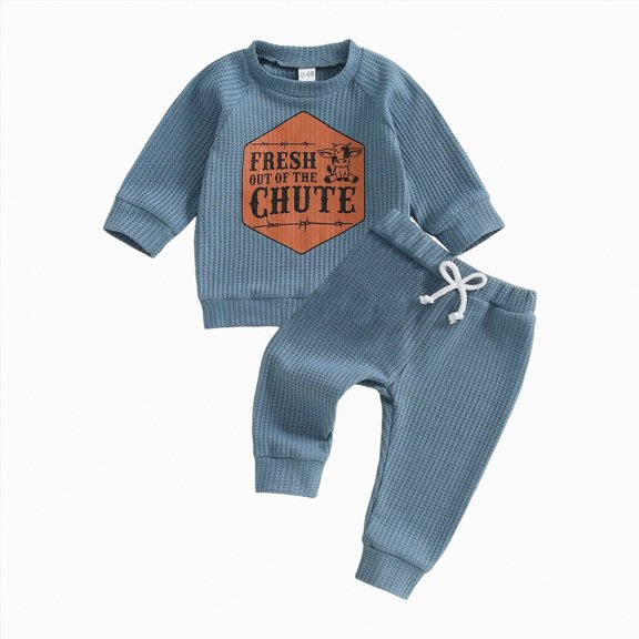 Boys School Clothes Little Fall/Winter Graphic Long Sleeve Drawstring Pants 2T-5T Everyday Outfit Set 2PCS