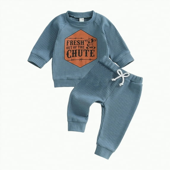 Boys School Clothes Little Fall/Winter Graphic Long Sleeve Drawstring Pants 2T-5T Everyday Outfit Set 2PCS