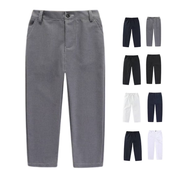 Boys School Pants – Soft Stretch Uniform Dress Pants for Daily School Wear Activities Special Events 4-15 Years Gray 13-14Y