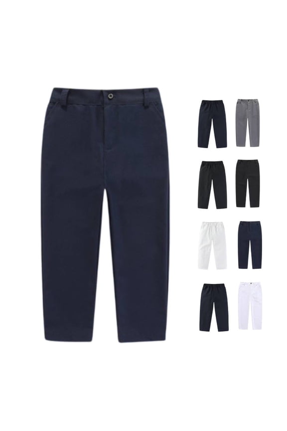 Boys School Pants – Soft Stretch Uniform Dress Pants for Daily School Wear Activities Special Events 4-15 Years Navy 4-5Y