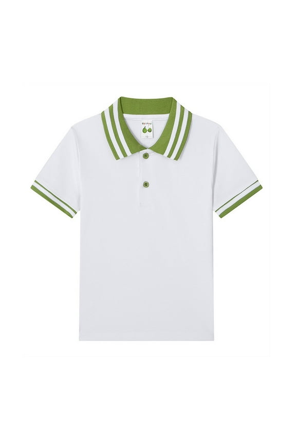 Boys School Shirts Short Sleeve Pique Polo Shirts Uniform Shirts Green 3 Y -4 Y