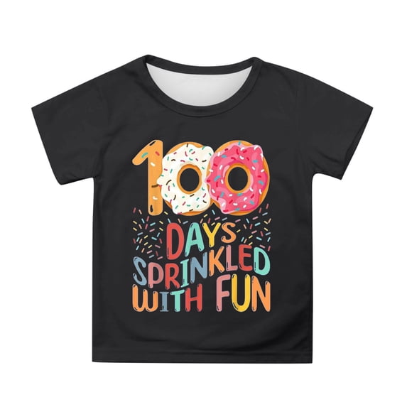 Boys School Uniform Back-To-School Lightweight Letter Print Short Sleeve Crewneck Tee Outdoor Wear T Shirt for Boys Black 3 Years-4 Years
