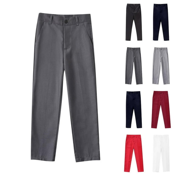 Boys School Uniform Chino Pants, Taper Stretch Dress Pants for Classroom Wear Big Kids 4-16 Years