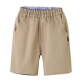 thumbnail image 1 of Boys School Uniform Chino Shorts Khaki Navy Blue Flat Front Dress Bermuda Shorts Trousers for Kids Slacks Khaki, 1 of 8