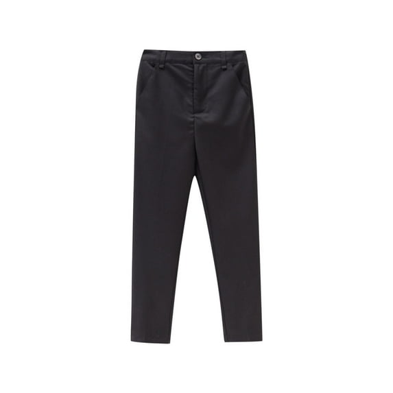 Boys School Uniform Dress Pants Solid Straight Leg Sweatpants Unisex Flat Front Pleated Formal Pant with Pockets